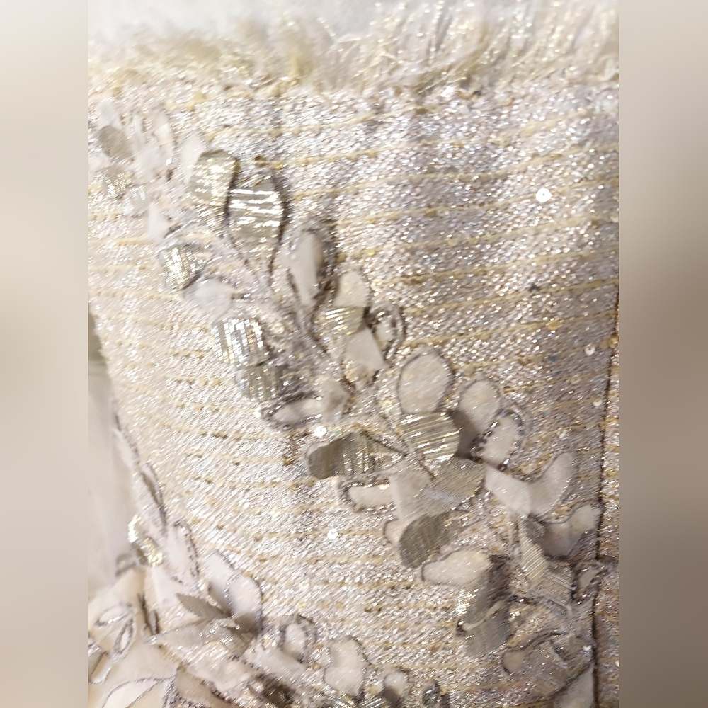 *$16,000 NEW OSCAR DE LA RENTA SILK TULLE GOLDEN FERN LEAF RUNWAY GOWN US S - Picture 14 of 16